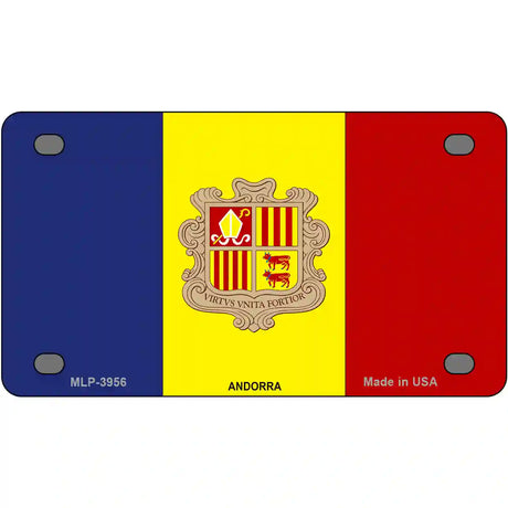 Andorra Flag Metal Novelty License Plate 4" x 2.2" (MLP)