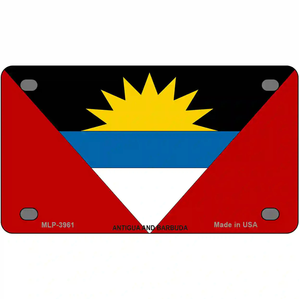 Antigua & Barbuda Flag Metal Novelty License Plate 4" x 2.2" (MLP)