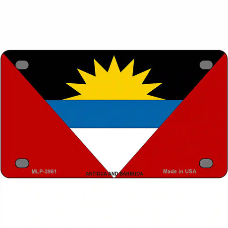 Antigua & Barbuda Flag Metal Novelty License Plate 4" x 2.2" (MLP)