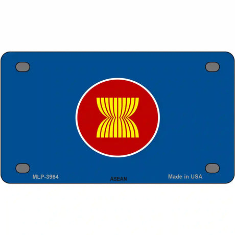 Asean Flag Metal Novelty License Plate 4" x 2.2" (MLP)