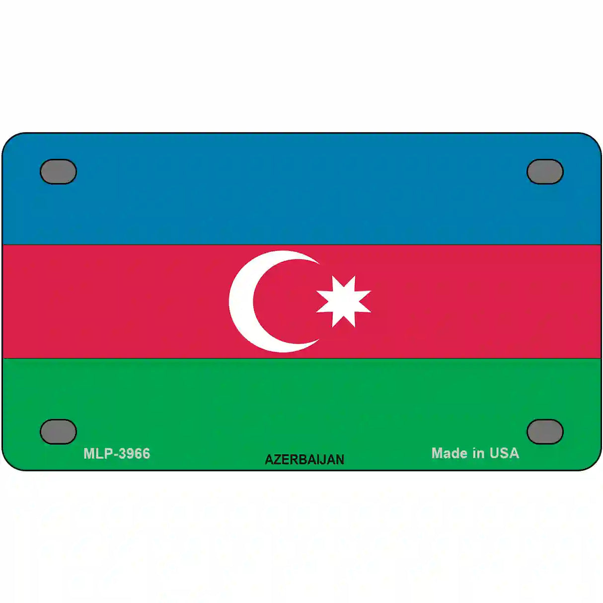 Azerbaijan Flag Metal Novelty License Plate 4" x 2.2" (MLP)