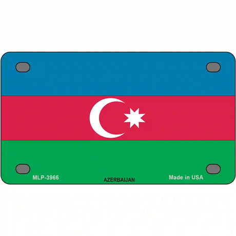 Azerbaijan Flag Metal Novelty License Plate 4" x 2.2" (MLP)