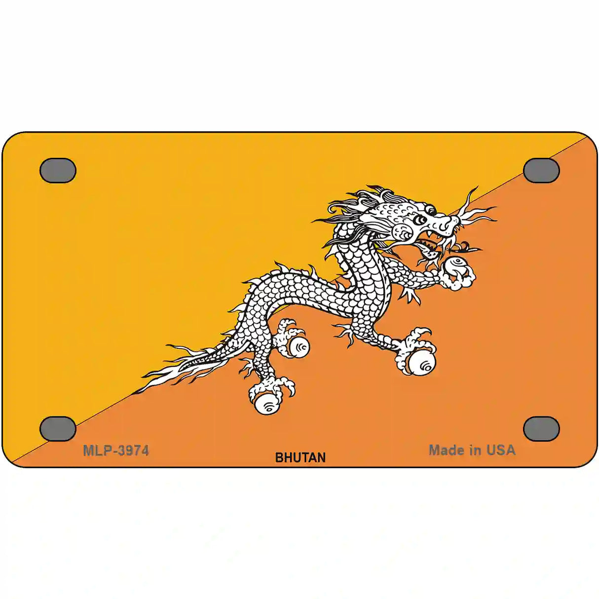 Bhutan Flag Metal Novelty License Plate 4" x 2.2" (MLP)