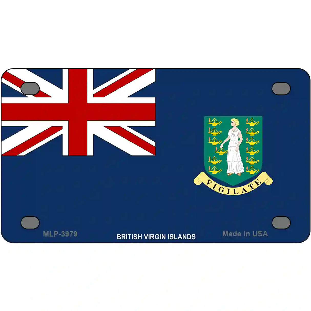 British Virgin Islands Flag Metal Novelty License Plate 4" x 2.2" (MLP)