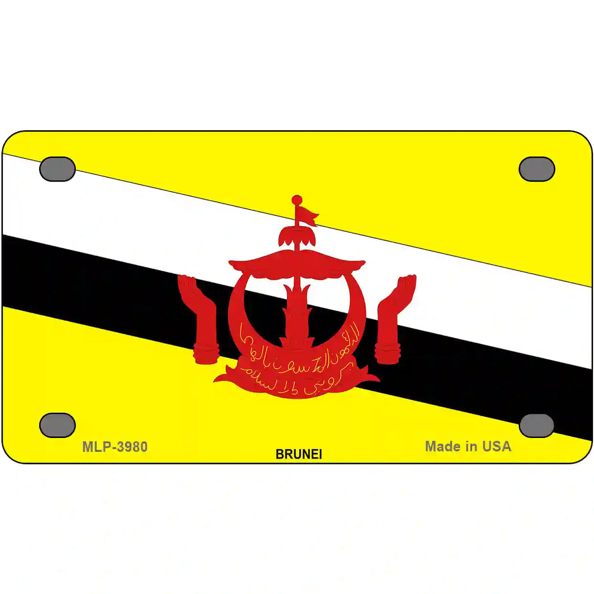 Brunei Flag Metal Novelty License Plate 4" x 2.2" (MLP)