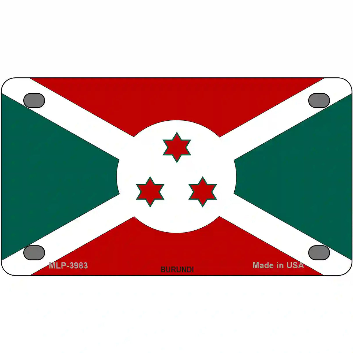 Burundi Flag Metal Novelty License Plate 4" x 2.2" (MLP)