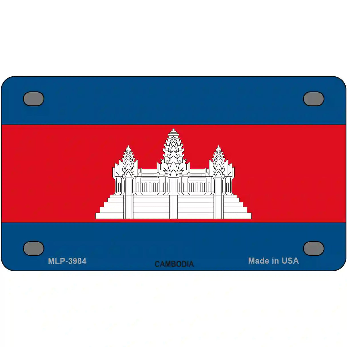 Cambodia Flag Metal Novelty License Plate 4" x 2.2" (MLP)