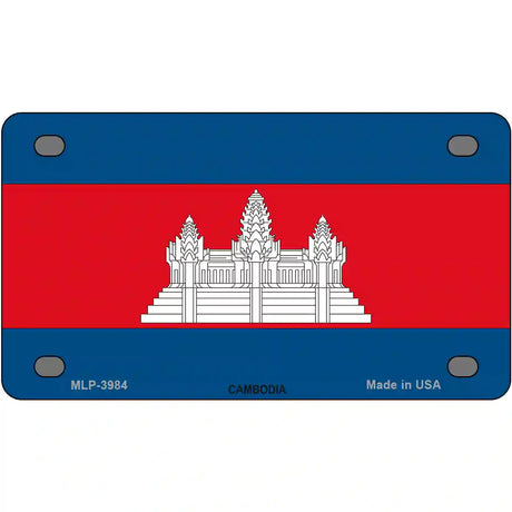 Cambodia Flag Metal Novelty License Plate 4" x 2.2" (MLP)