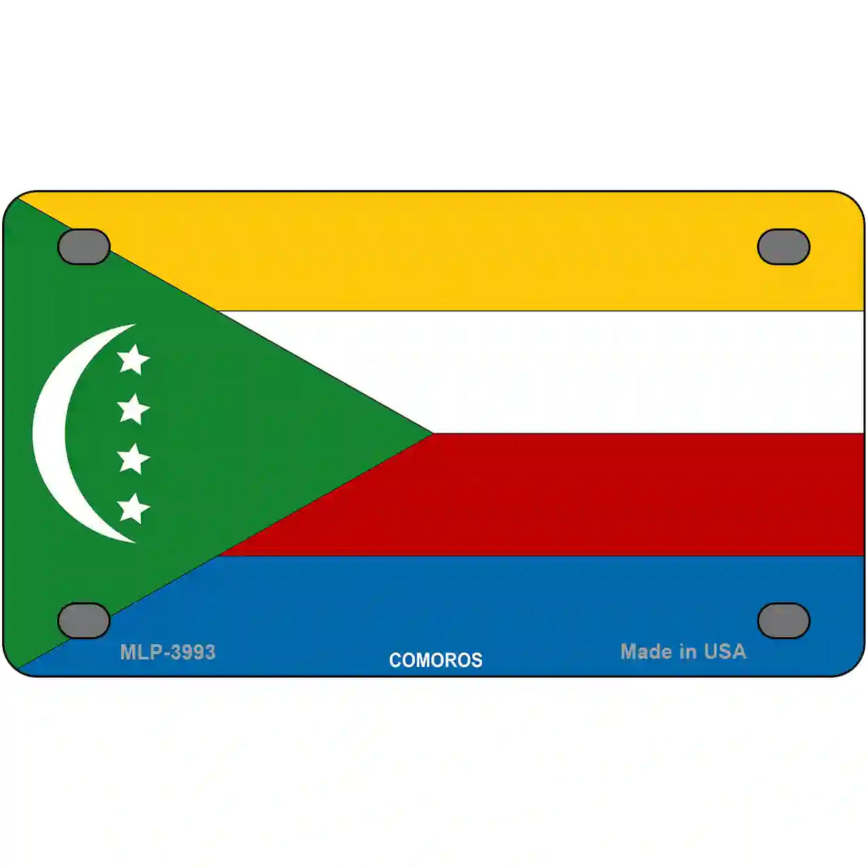 Comoros Flag Metal Novelty License Plate 4" x 2.2" (MLP)