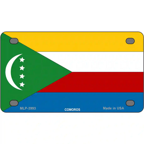 Comoros Flag Metal Novelty License Plate 4" x 2.2" (MLP)