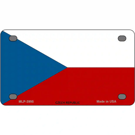 Czech Republic Flag Metal Novelty License Plate 4" x 2.2" (MLP)