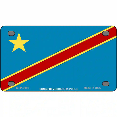 Congo Democratic Republic Flag Metal Novelty License Plate 4" x 2.2" (MLP)