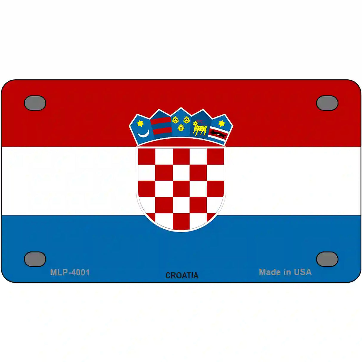 Croatia Flag Metal Novelty License Plate 4" x 2.2" (MLP)