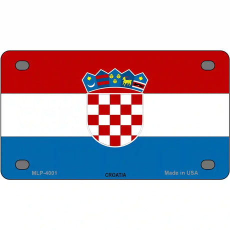 Croatia Flag Metal Novelty License Plate 4" x 2.2" (MLP)