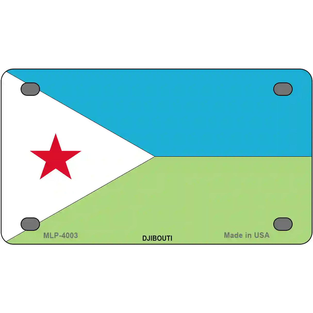 Djibouti Flag Metal Novelty License Plate 4" x 2.2" (MLP)