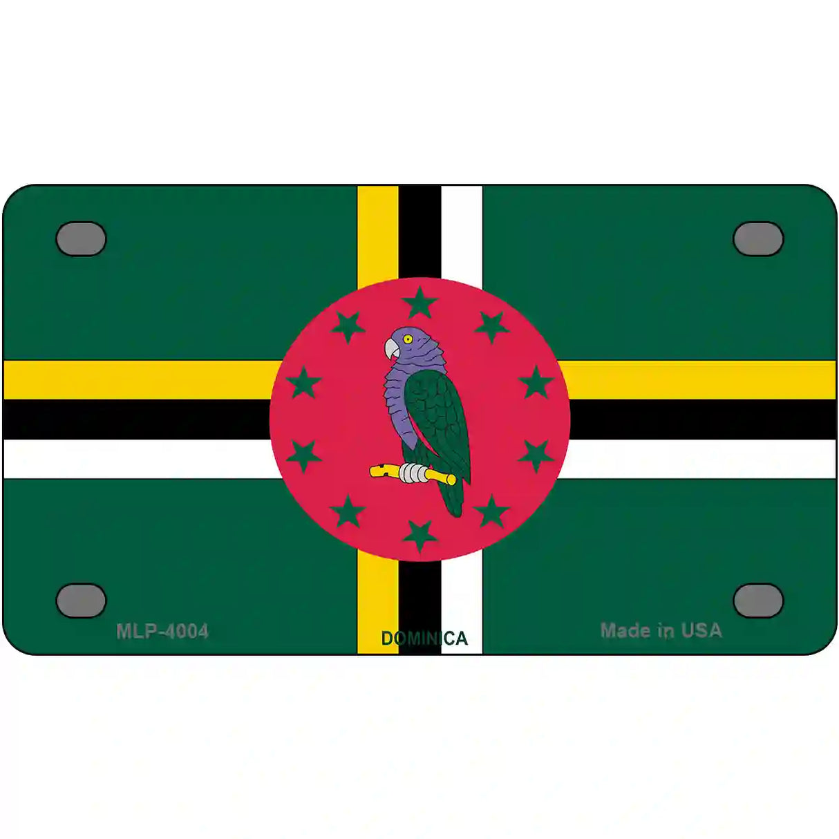 Dominica Flag Metal Novelty License Plate 4" x 2.2" (MLP)