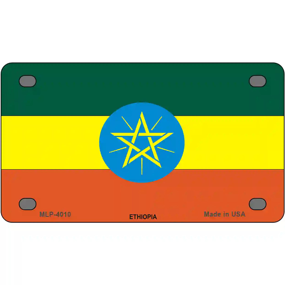 Ethiopia Flag Metal Novelty License Plate 4" x 2.2" (MLP)