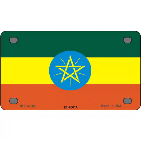 Ethiopia Flag Metal Novelty License Plate 4" x 2.2" (MLP)