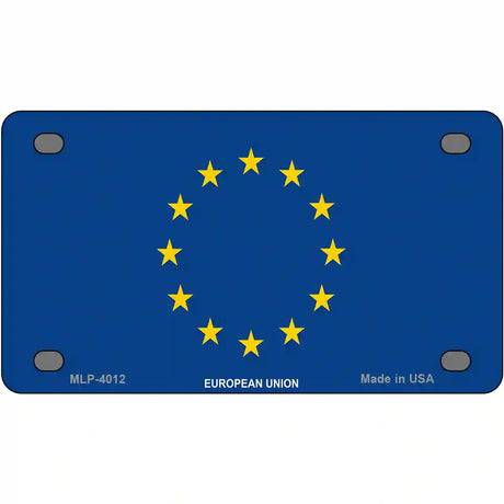 European Union Flag Metal Novelty License Plate 4" x 2.2" (MLP)