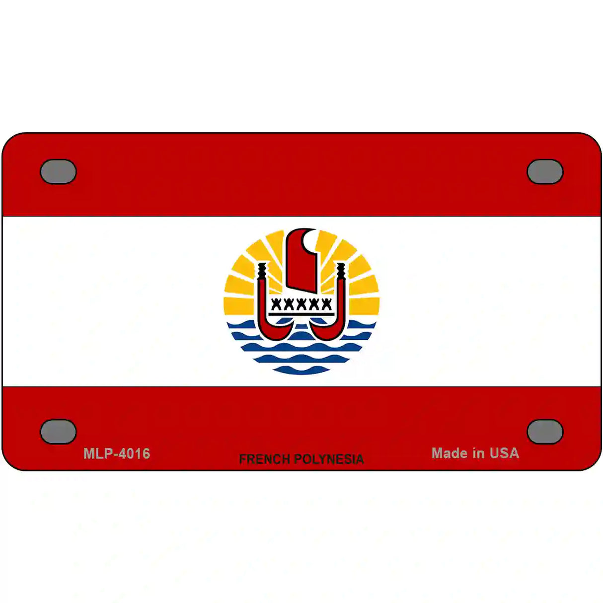 French Polynesia Flag Metal Novelty License Plate 4" x 2.2" (MLP)