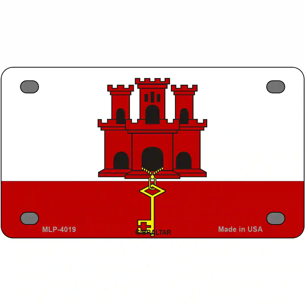 Gibraltar Flag Metal Novelty License Plate 4" x 2.2" (MLP)