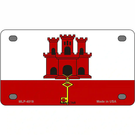 Gibraltar Flag Metal Novelty License Plate 4" x 2.2" (MLP)