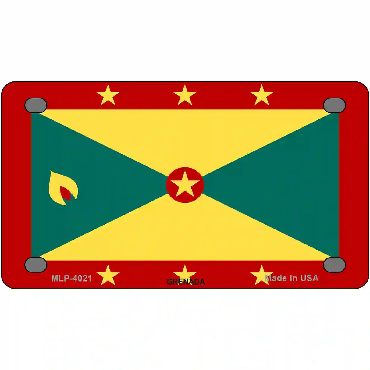 Grenada Flag Metal Novelty License Plate 4" x 2.2" (MLP)