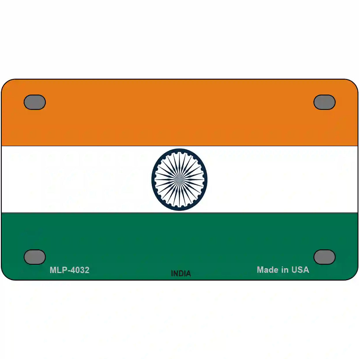 India Flag Metal Novelty License Plate 4" x 2.2" (MLP)