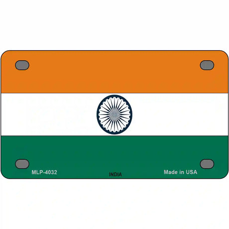 India Flag Metal Novelty License Plate 4" x 2.2" (MLP)