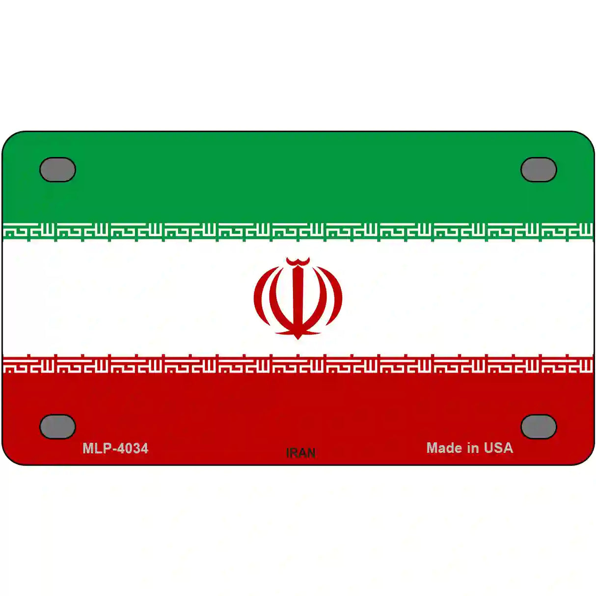 Iran Flag Metal Novelty License Plate 4" x 2.2" (MLP)