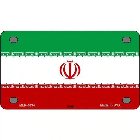 Iran Flag Metal Novelty License Plate 4" x 2.2" (MLP)