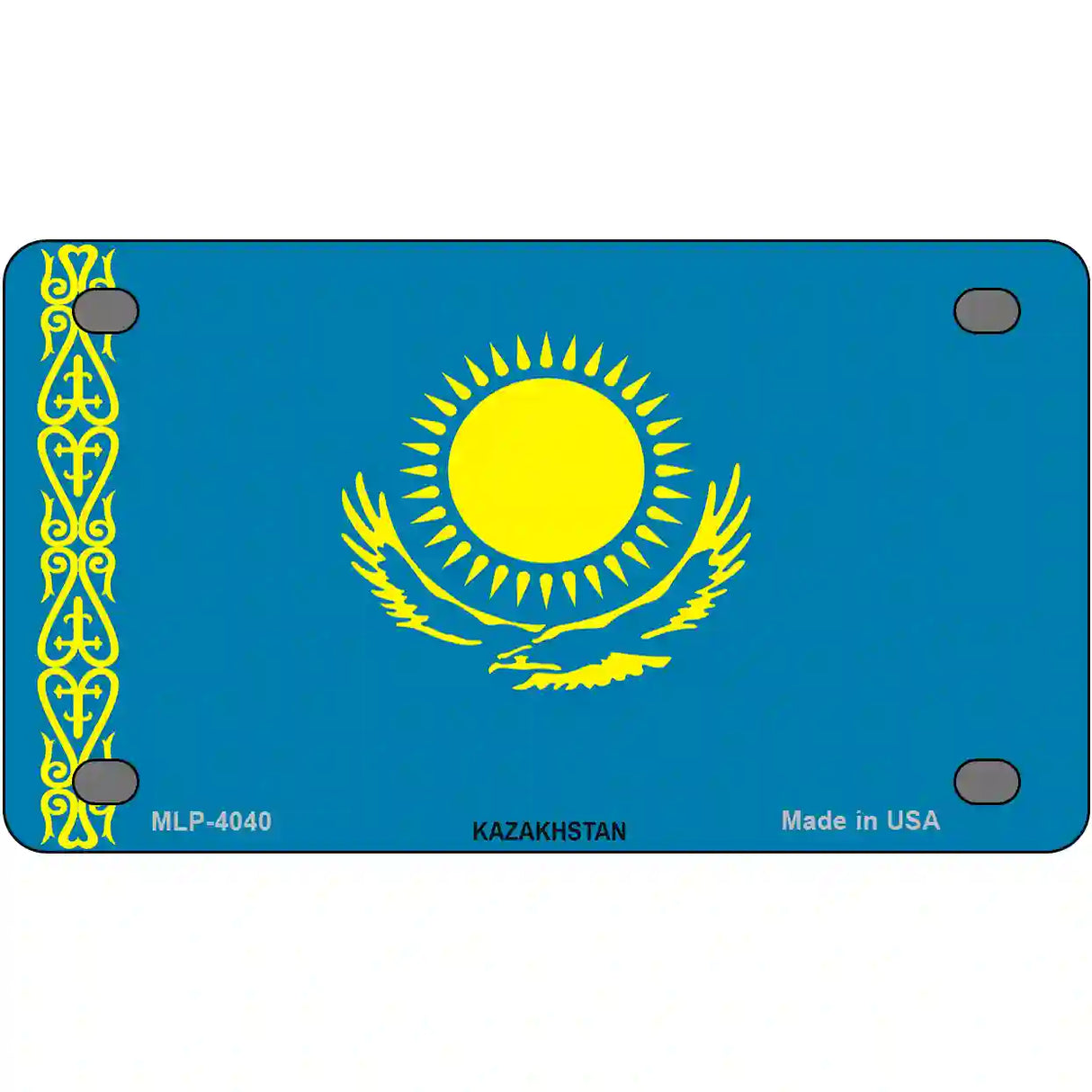 Kazakhstan Flag Metal Novelty License Plate 4" x 2.2" (MLP)