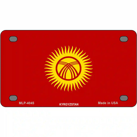 Kyrgyzsyan Flag Metal Novelty License Plate 4" x 2.2" (MLP)