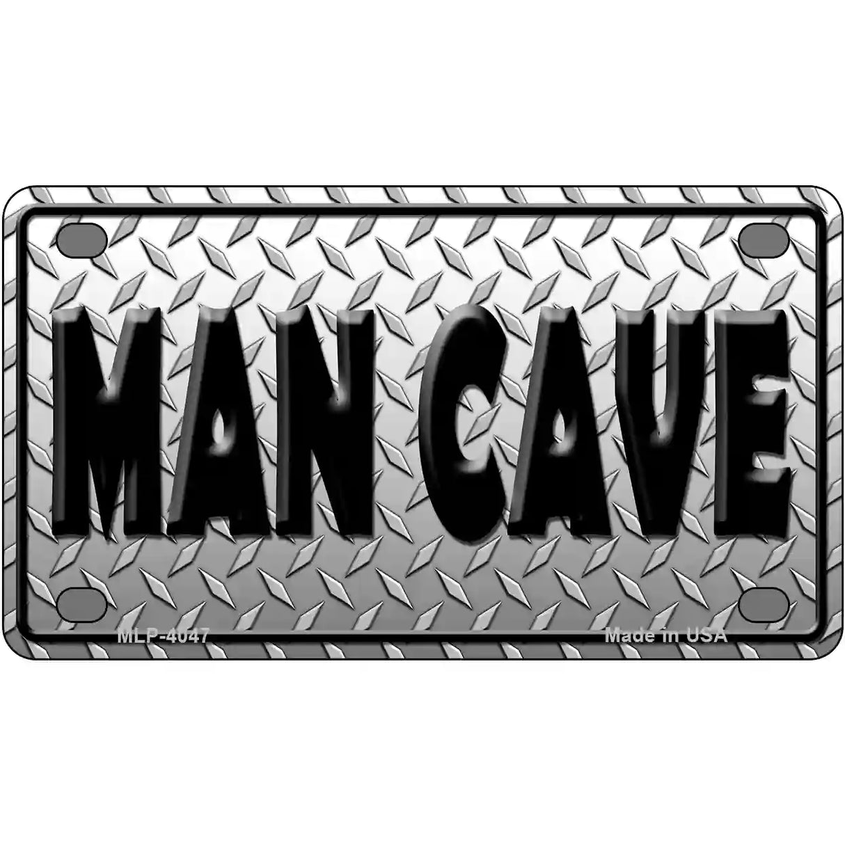 Man Cave Diamond Plate Pattern Metal Novelty License Plate 4" x 2.2" (MLP)