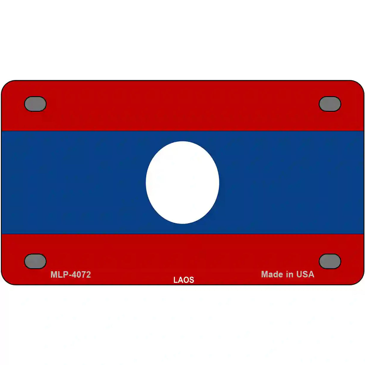 Laos Flag Metal Novelty License Plate 4" x 2.2" (MLP)