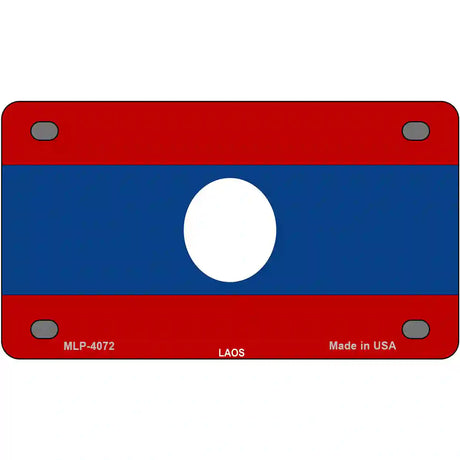 Laos Flag Metal Novelty License Plate 4" x 2.2" (MLP)