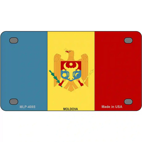 Moldova Flag Metal Novelty License Plate 4" x 2.2" (MLP)