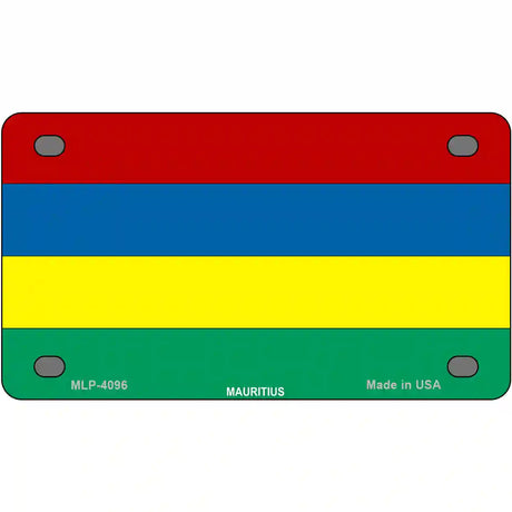 Mauritius Flag Metal Novelty License Plate 4" x 2.2" (MLP)