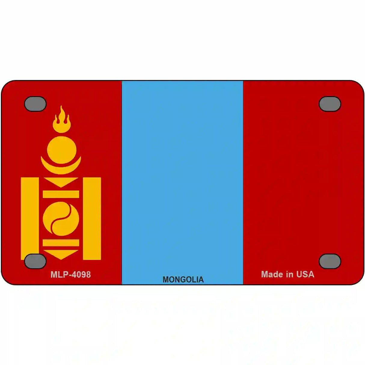 Mongolia Flag Metal Novelty License Plate 4" x 2.2" (MLP)