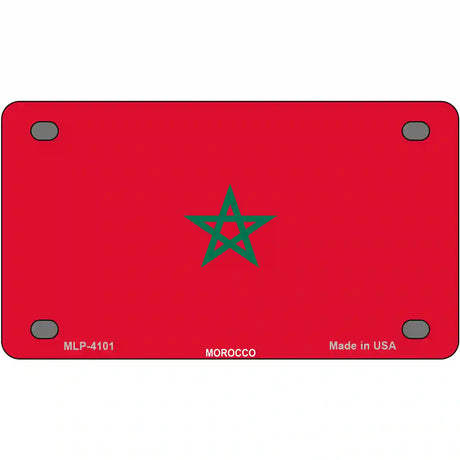 Morocco Flag Metal Novelty License Plate 4" x 2.2" (MLP)