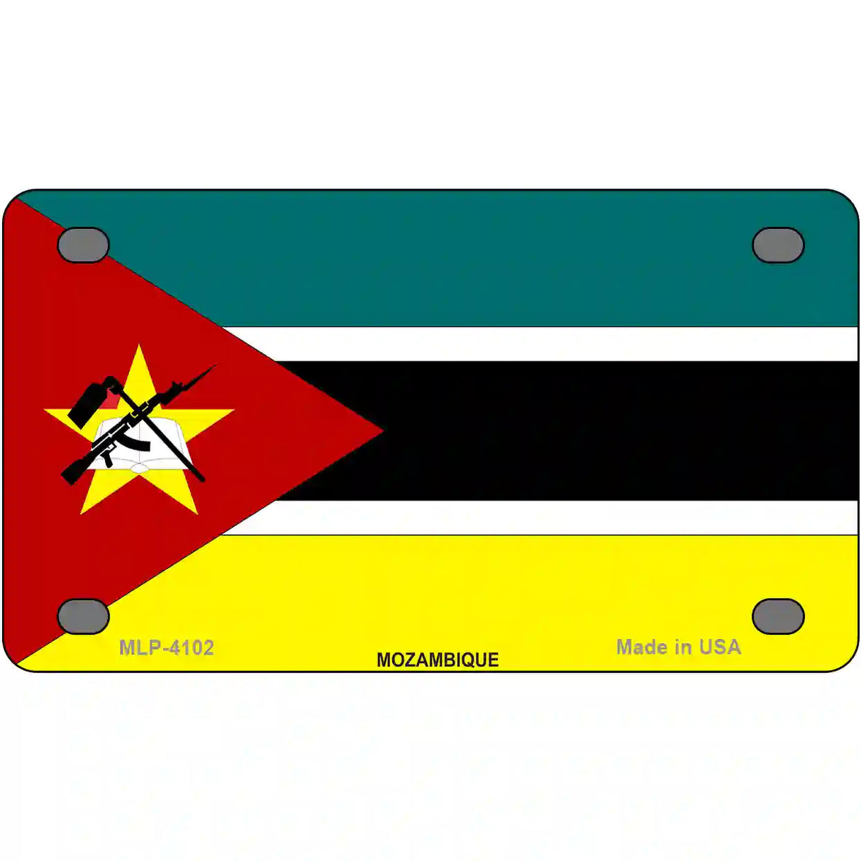 Mozambique Flag Metal Novelty License Plate 4" x 2.2" (MLP)