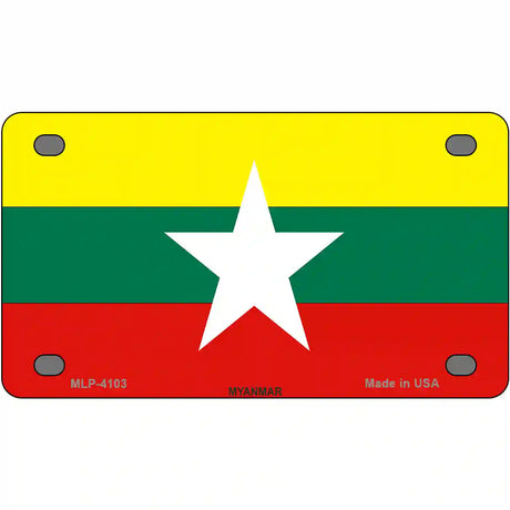 Myanmar Flag Metal Novelty License Plate 4" x 2.2" (MLP)