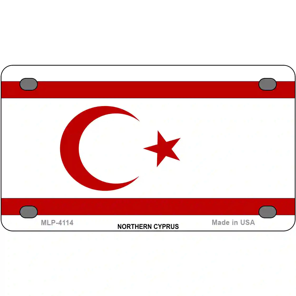 Northern Cyprus Flag Metal Novelty License Plate 4" x 2.2" (MLP)