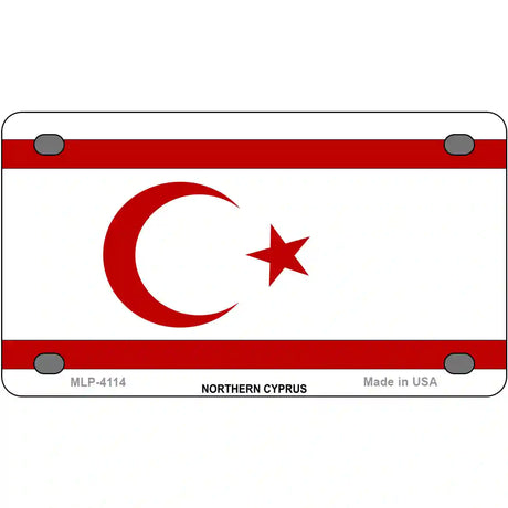 Northern Cyprus Flag Metal Novelty License Plate 4" x 2.2" (MLP)