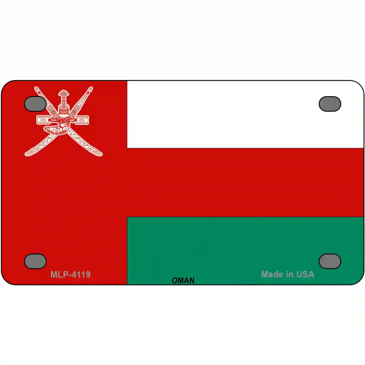 Oman Flag Metal Novelty License Plate 4" x 2.2" (MLP)