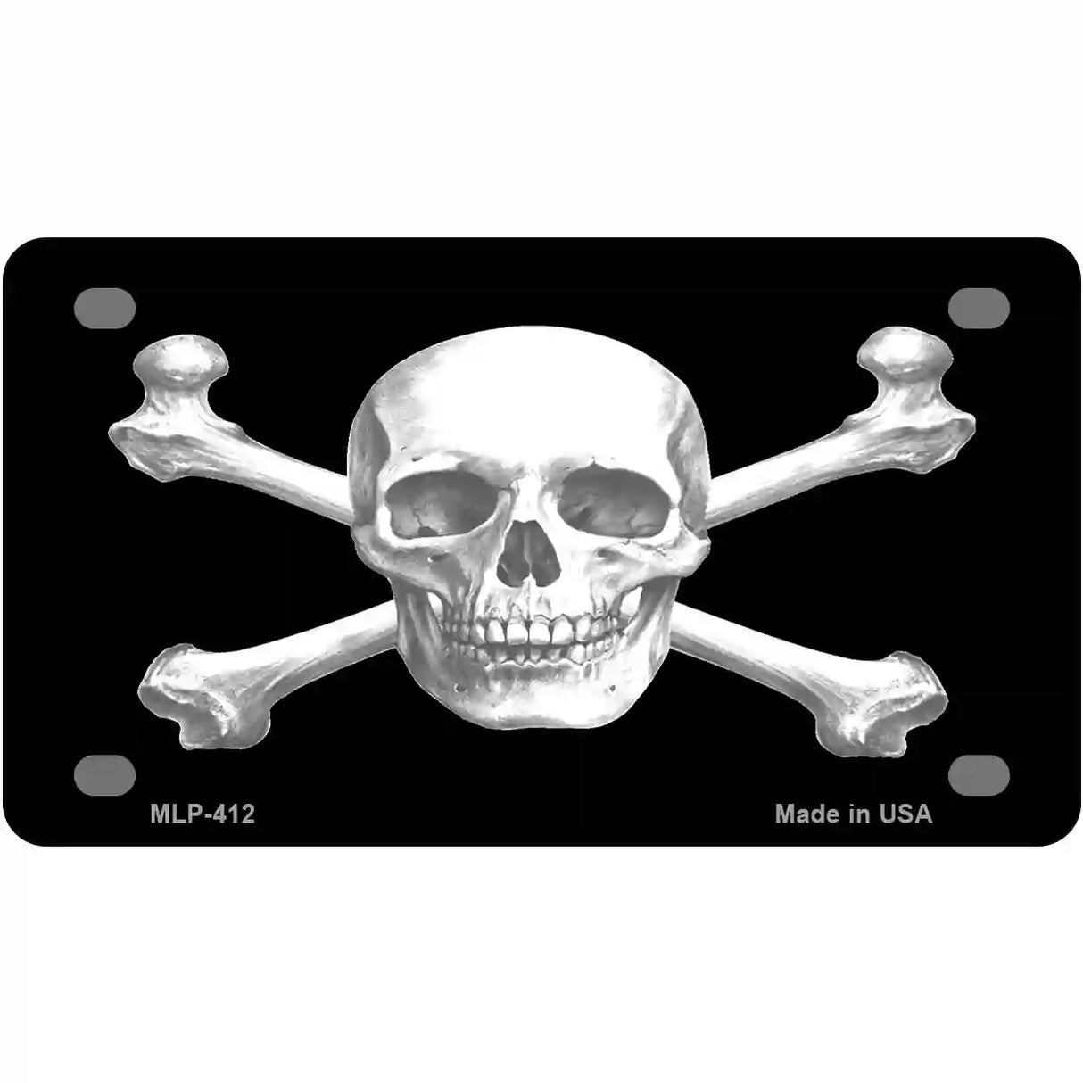 Skull And Cross Bones Metal Novelty License Plate 4" x 2.2" (MLP)