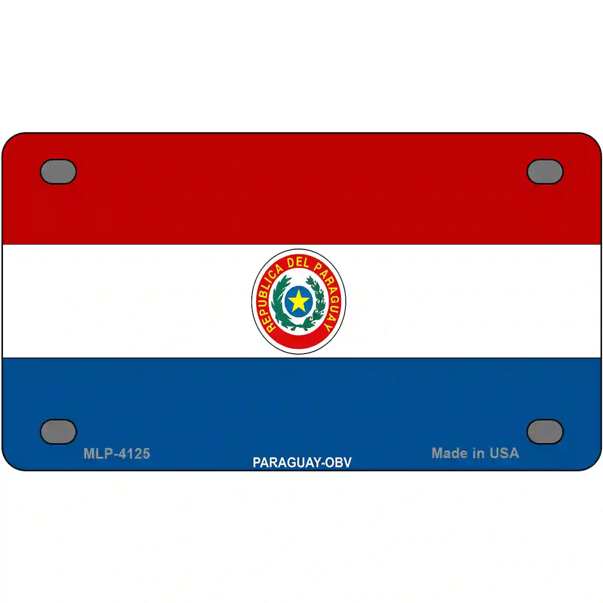 Paraguay-OBV Flag Metal Novelty License Plate 4" x 2.2" (MLP)