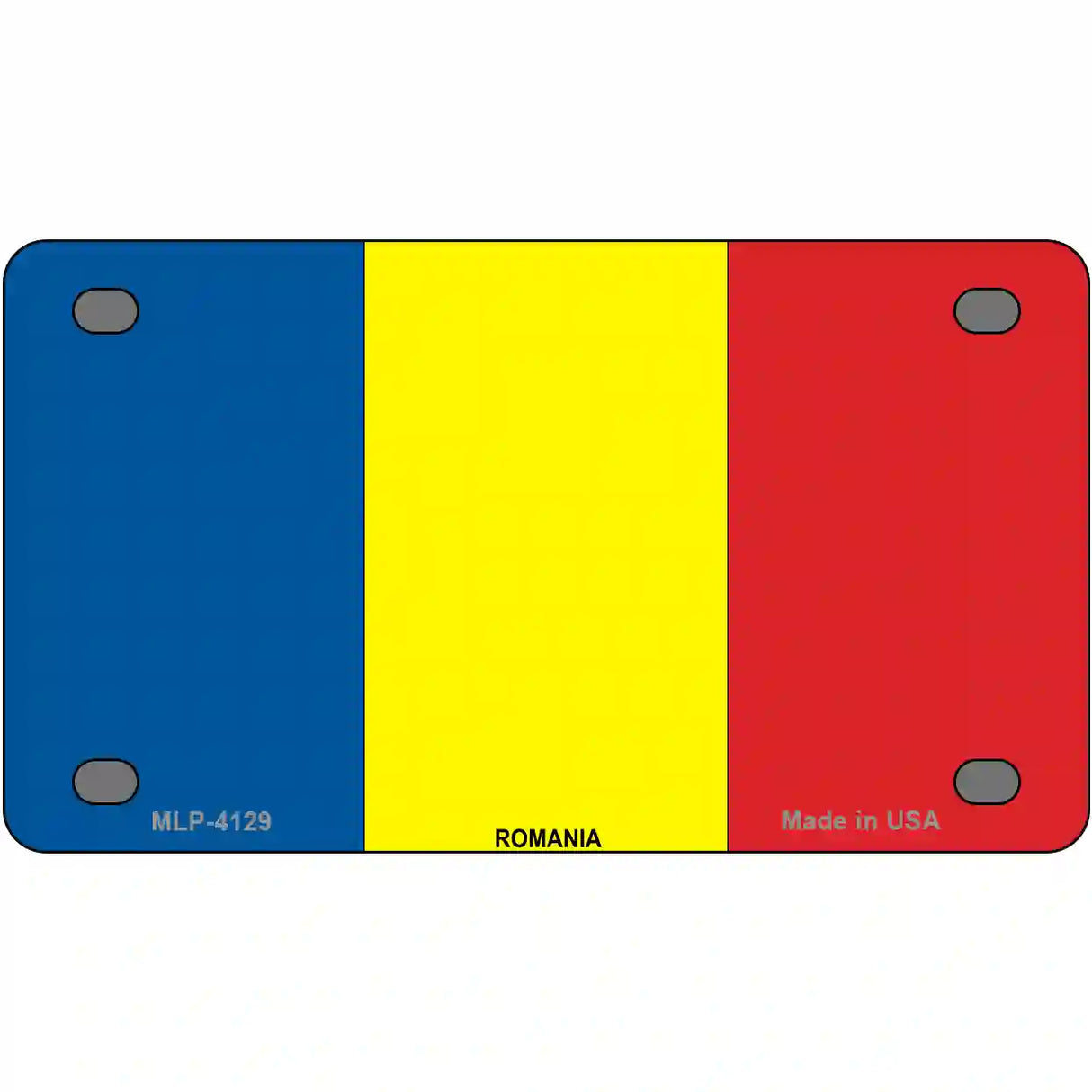 Romania Flag Metal Novelty License Plate 4" x 2.2" (MLP)