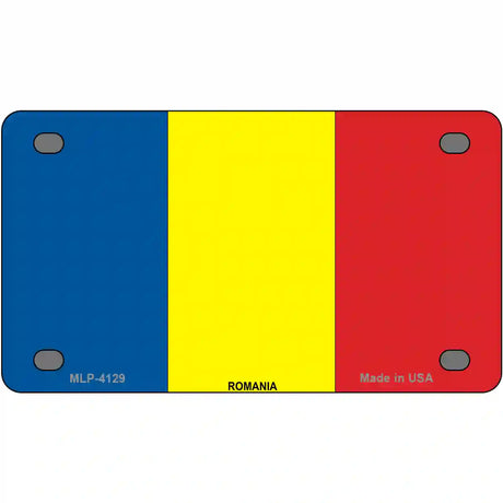 Romania Flag Metal Novelty License Plate 4" x 2.2" (MLP)