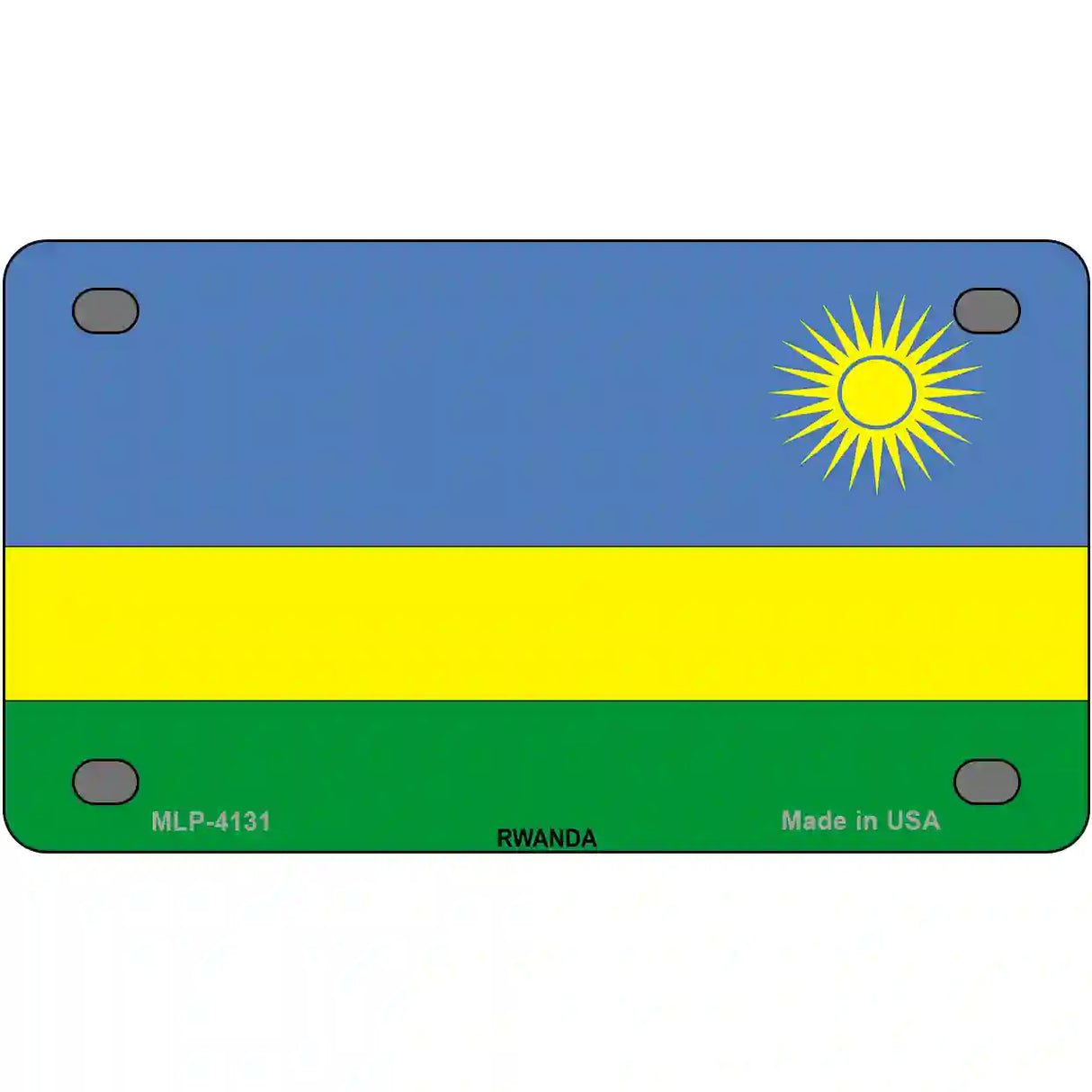 Rwanda Flag Metal Novelty License Plate 4" x 2.2" (MLP)